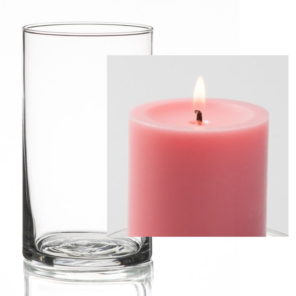 Richland Pillar Candle 3" & Eastland Cylinder Holder 6" Set of 12 (Choose your Color) - view 5