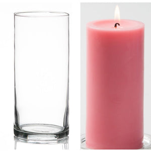 4 of 16: Richland Pillar Candle 6" & Eastland Cylinder Holder 7.5" Set of 12 (Choose your Color)