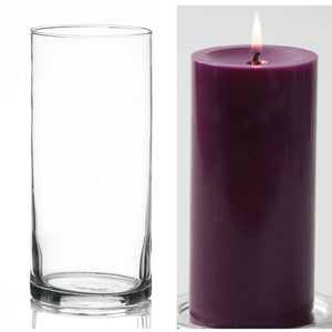 6 of 16: Richland Pillar Candle 6" & Eastland Cylinder Holder 7.5" Set of 12 (Choose your Color)