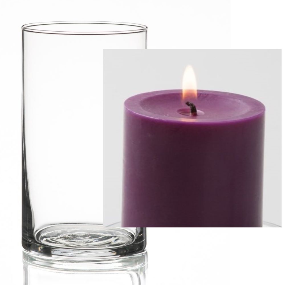 Richland Pillar Candle 3" & Eastland Cylinder Holder 6" Set of 12 (Choose your Color) - view 7