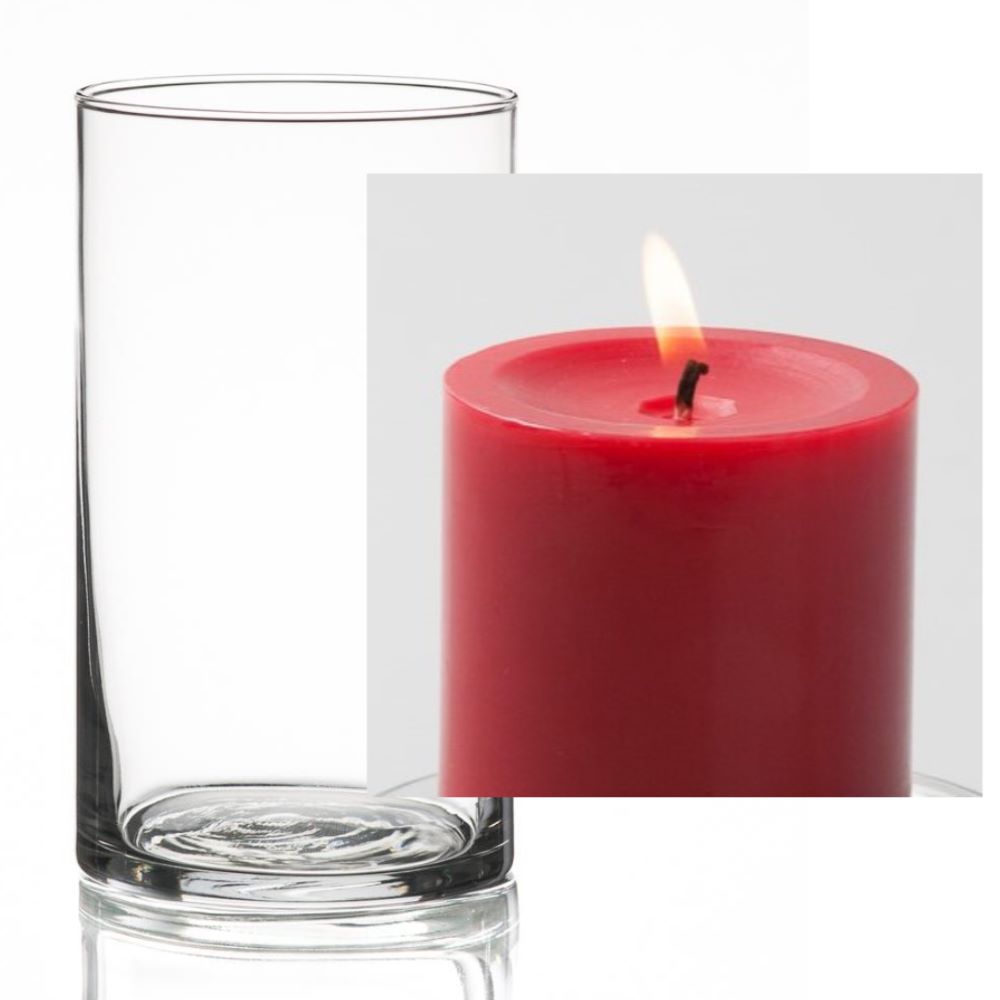 Richland Pillar Candle 3" & Eastland Cylinder Holder 6" Set of 12 (Choose your Color) - view 14
