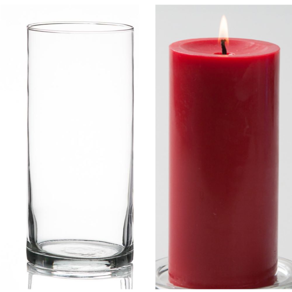 Richland Pillar Candle 6" & Eastland Cylinder Holder 7.5" Set of 12 (Choose your Color) - view 13