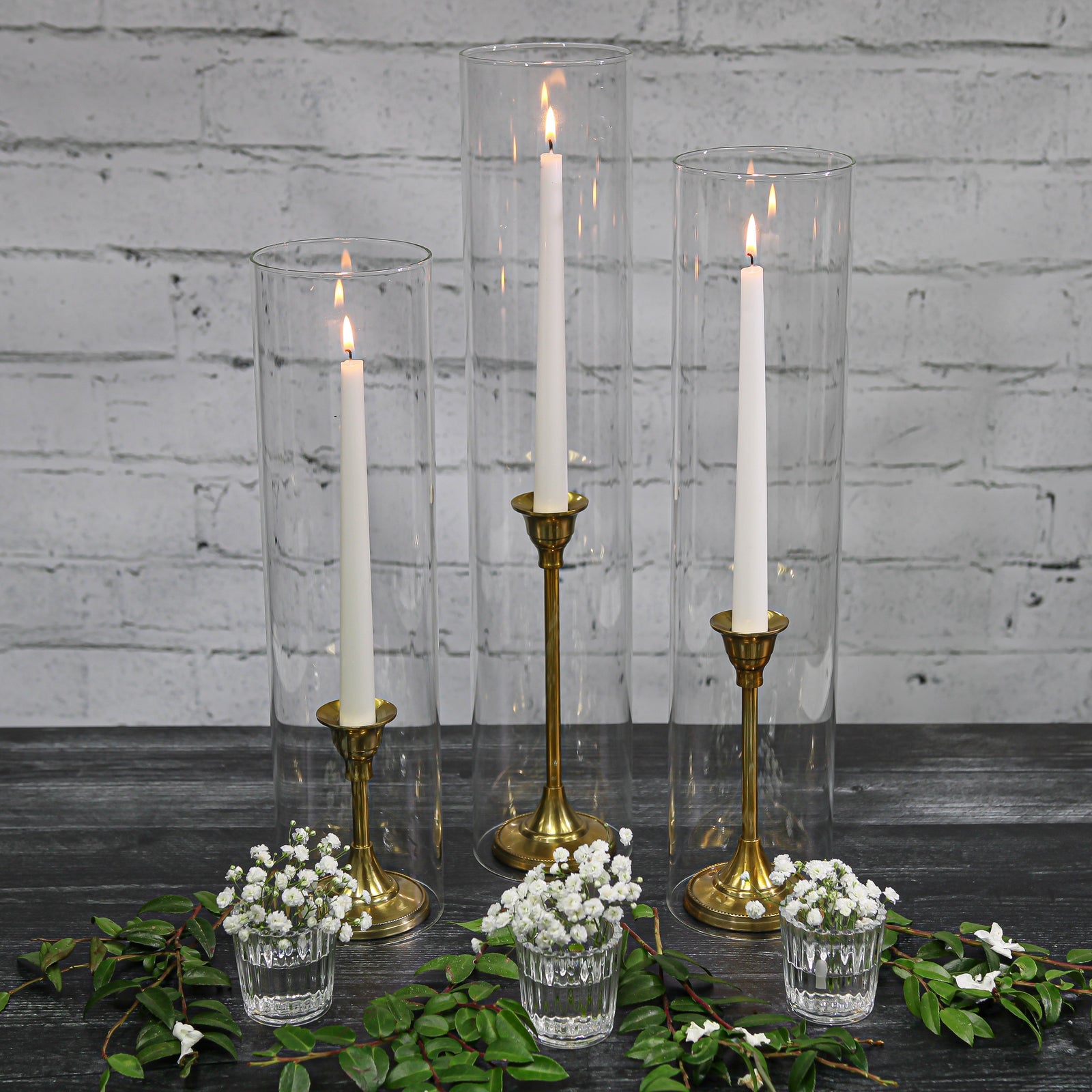 Glass Chimney Candle Shade Set of 3 – Slim Candle Holders, 15", 17" & 19"