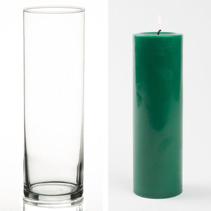 9 of 15: Richland Pillar Candle 9" & Eastland Cylinder Holder 10.5 inch Set of 12 (Choose your Color