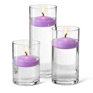 8 of 14: Cylinder Vase Centerpiece & Richland 3" Floating Candles Set of 12