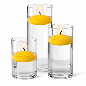 14 of 14: Cylinder Vase Centerpiece & Richland 3" Floating Candles Set of 12