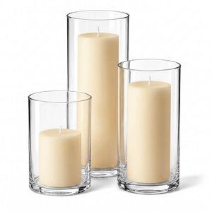 2 of 16: Richland Pillar Candles & Cylinder Vases Set of 12