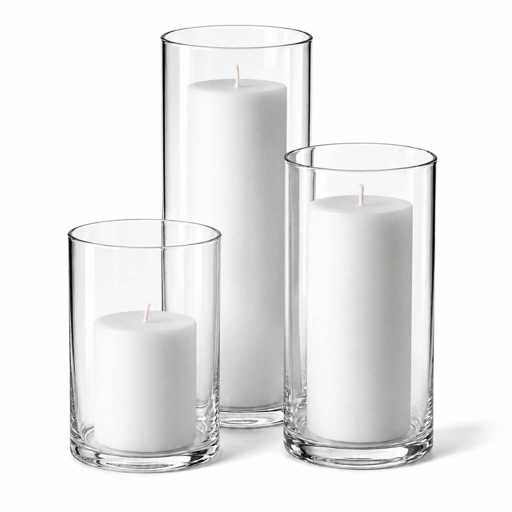 Richland Pillar Candles & Cylinder Vases Set of 12 - view 1