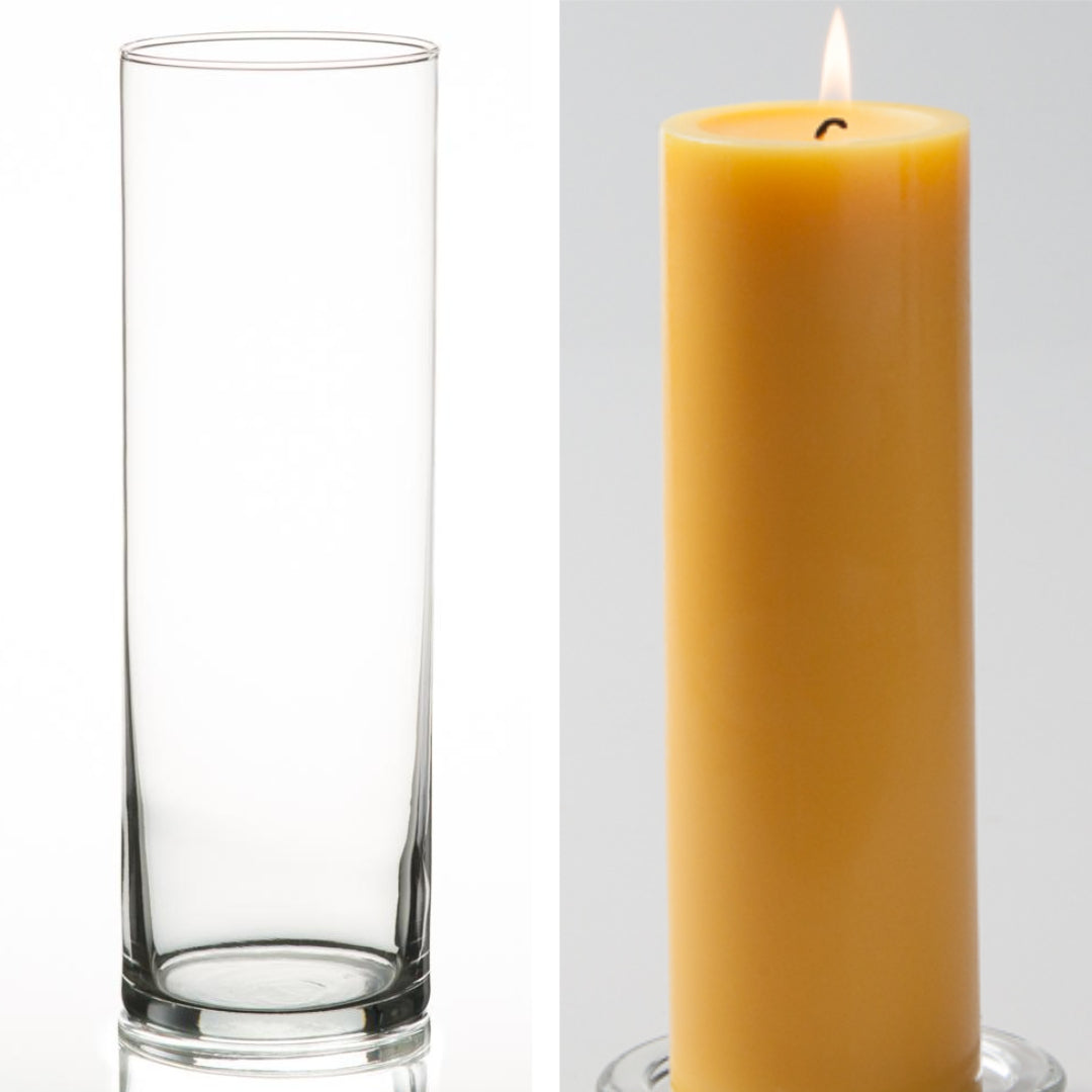 Richland Pillar Candle 9" & Eastland Cylinder Holder 10.5 inch Set of 12 (Choose your Color) - view 11