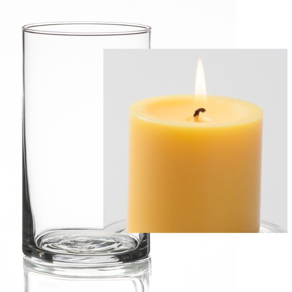 Richland Pillar Candle 3" & Eastland Cylinder Holder 6" Set of 12 (Choose your Color) - view 13