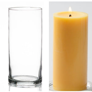 12 of 16: Richland Pillar Candle 6" & Eastland Cylinder Holder 7.5" Set of 12 (Choose your Color)