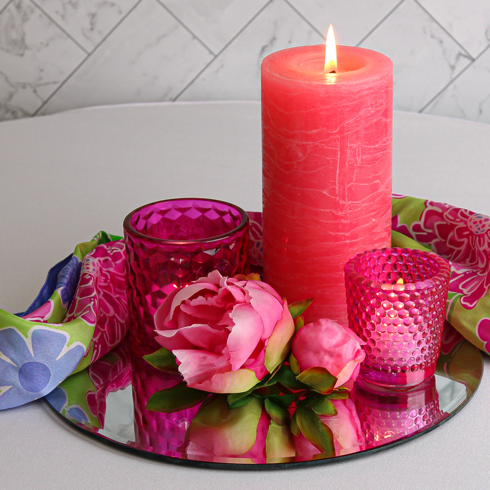 Richland Rustic Pillar Candle 3"x 6" Pink Set of 6