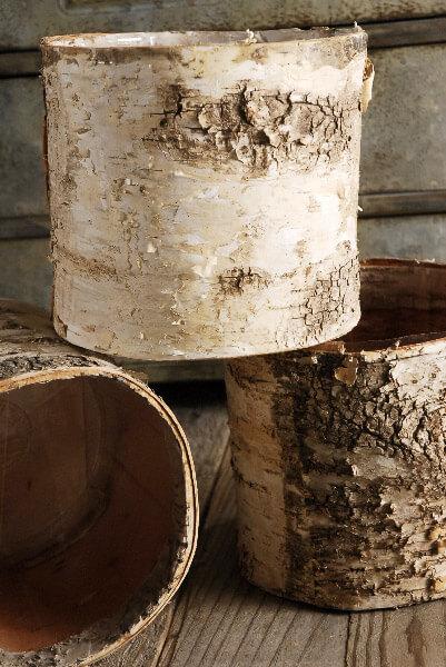 birch bark covered 6 planters pot w liner - view 1