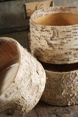 1 of 3: birch bark pots round 7 5 x 4