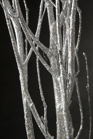 1 of 2: birch tree branches silver sequin sparkle 54
