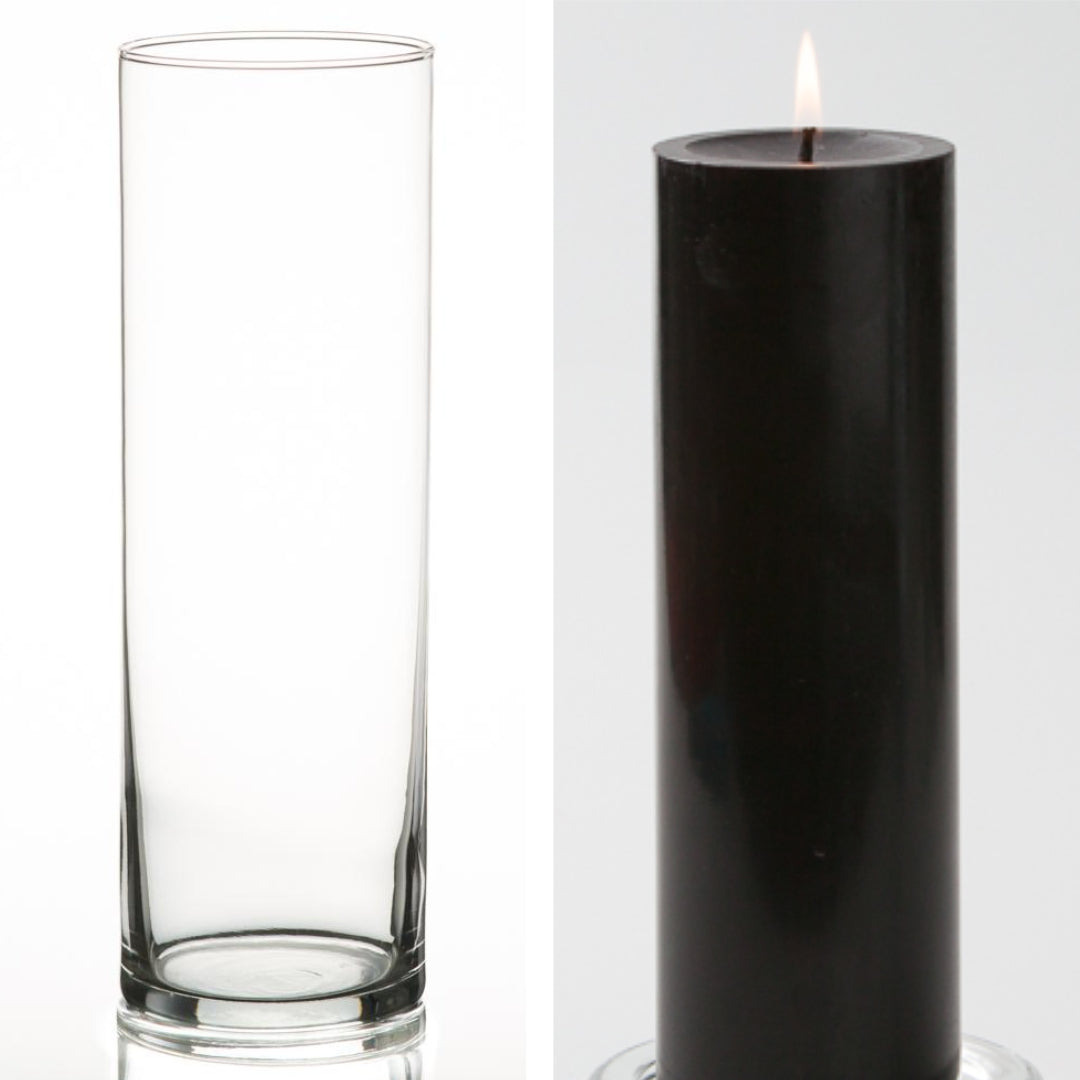 Richland Pillar Candle 9" & Eastland Cylinder Holder 10.5 inch Set of 12 (Choose your Color) - view 14