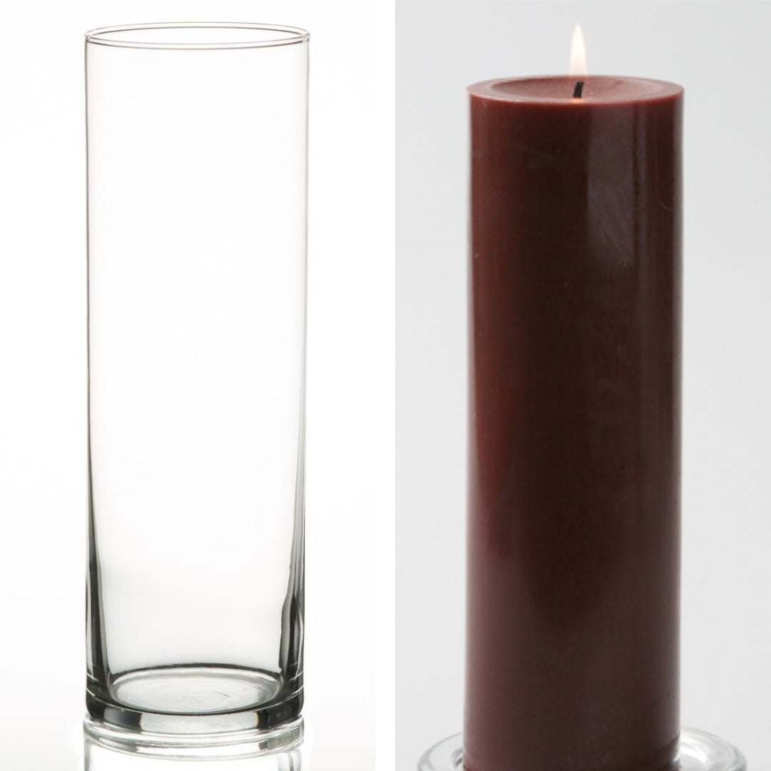 Richland Pillar Candle 9" & Eastland Cylinder Holder 10.5 inch Set of 12 (Choose your Color) - view 13