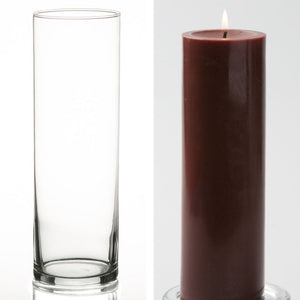 13 of 15: Richland Pillar Candle 9" & Eastland Cylinder Holder 10.5 inch Set of 12 (Choose your Colo
