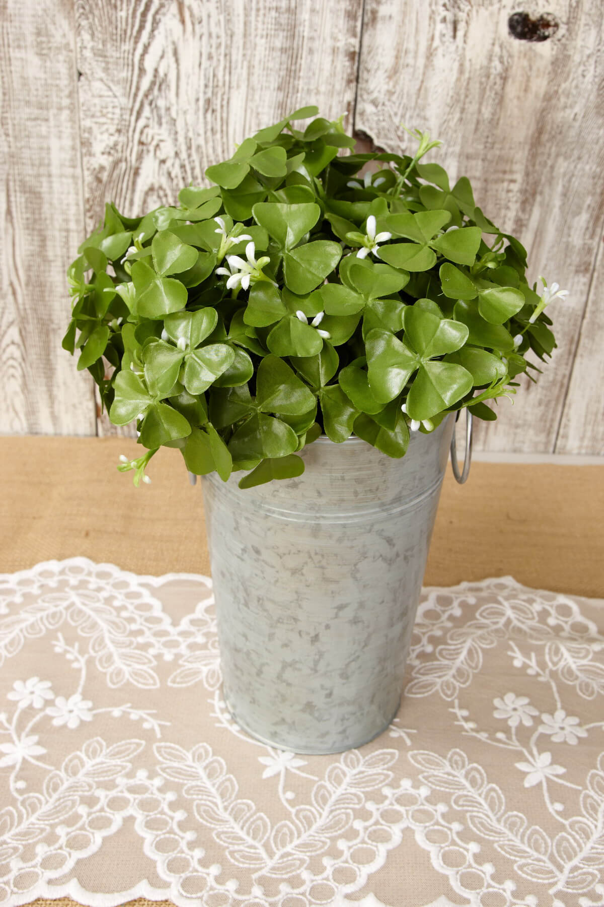 Clover Bush 9.5" with White Flower Accents