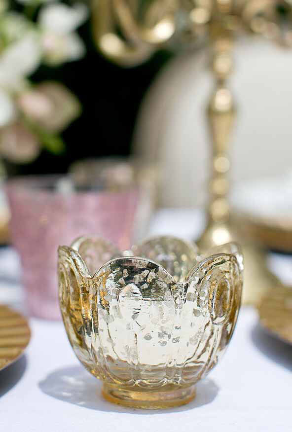 6 gold carraway votive holders - view 3