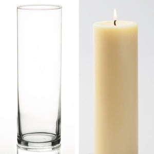2 of 15: Richland Pillar Candle 9" & Eastland Cylinder Holder 10.5 inch Set of 12 (Choose your Color