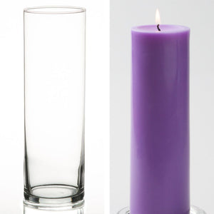 4 of 15: Richland Pillar Candle 9" & Eastland Cylinder Holder 10.5 inch Set of 12 (Choose your Color