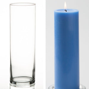 6 of 15: Richland Pillar Candle 9" & Eastland Cylinder Holder 10.5 inch Set of 12 (Choose your Color
