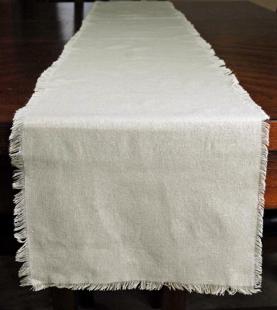 fringed edge linen table runner 12 5in x 120in - view 1