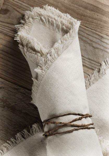 12 linen napkins with fringe edge 20in - view 1
