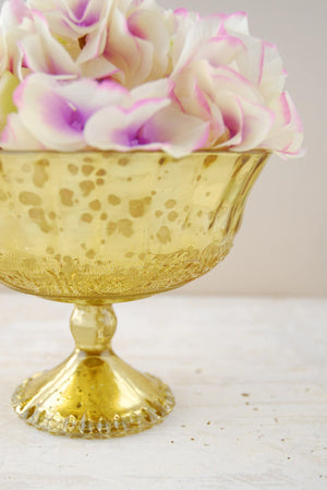 2 of 2: Mercury Glass Compote Gold 7x5.25in