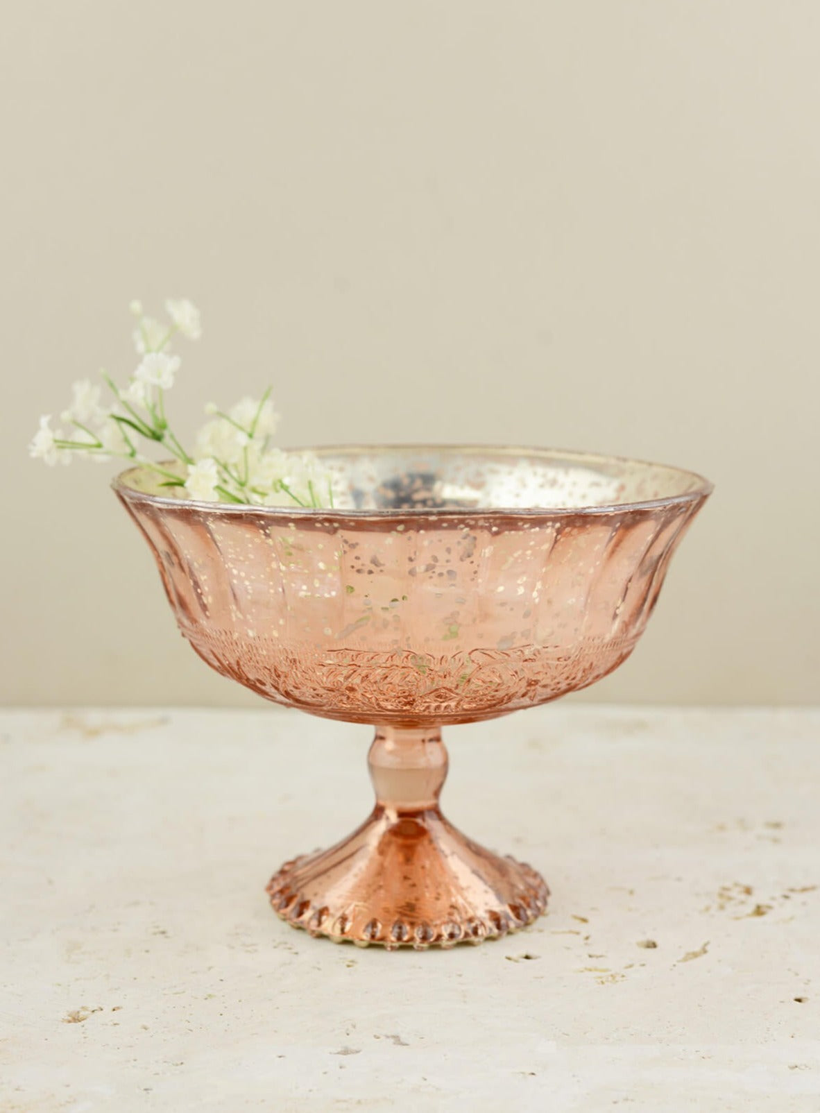 Mercury Glass Compote Rose Gold 7x5.5in - view 1