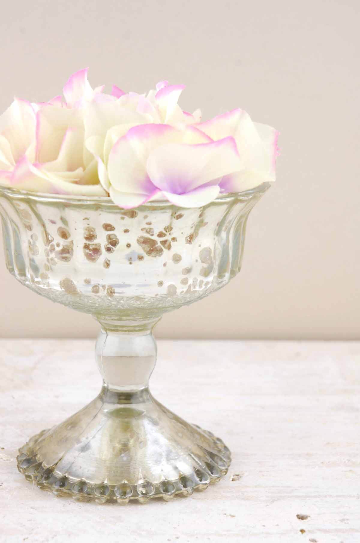 Silver Mercury Glass Compote 4.75"