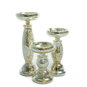 1 of 5: Eastland Unique Mercury Glass Pillar Candle Holder Set of 3
