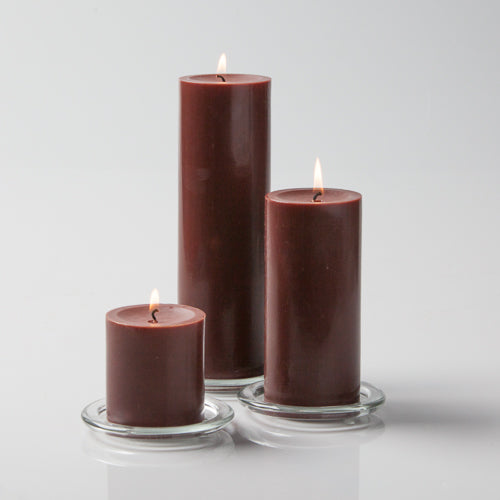 Richland Pillar Candles 3"x3", 3"x6" & 3"x9" Brown Set of 36