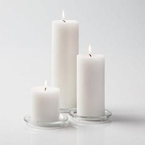 1 of 2: Richland Pillar Candles 3"x3", 3"x6" & 3"x9" White Set of 18