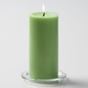 1 of 2: Richland Pillar Candles 3"x6" Green Set of 6