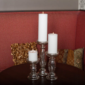 5 of 5: Eastland Unique Mercury Glass Pillar Candle Holder 8.5"