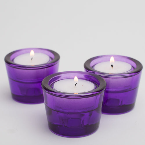 richland multi use tealight and taper holder purple set of 72 - view 1