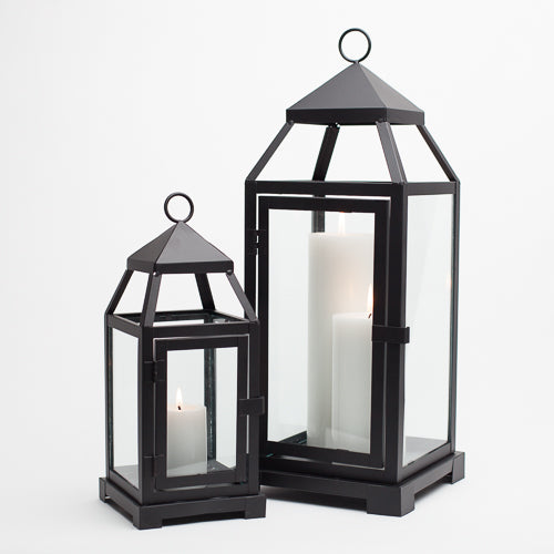 richland black contemporary metal lantern with clear glasses large - view 7