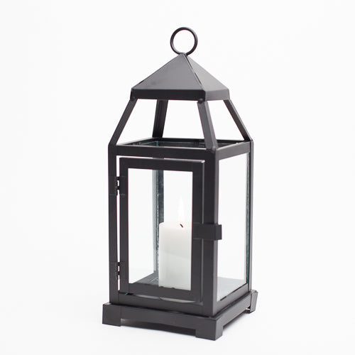 richland black contemporary metal lantern with clear glasses small - view 5
