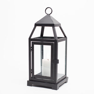 5 of 8: richland black contemporary metal lantern with clear glasses small
