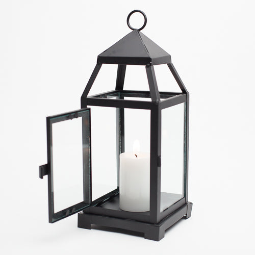 richland black contemporary metal lantern with clear glasses small - view 6