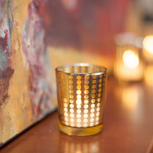 Richland Gold Dotted Glass Holder – Small Set of 12 - view 3