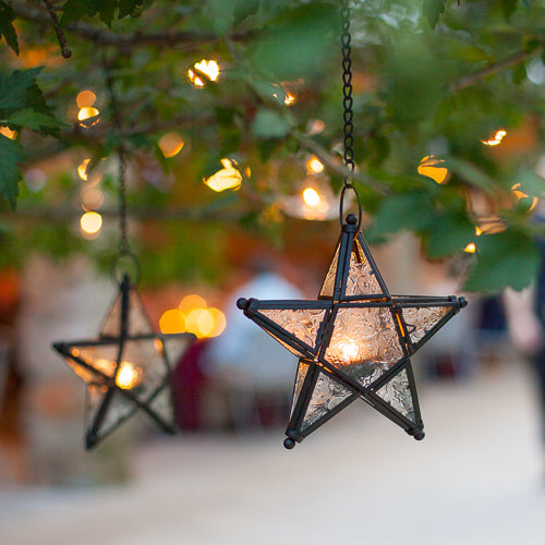 Richland Hanging Star Metal Tealight Lantern with Clear Embossed Glass - view 2