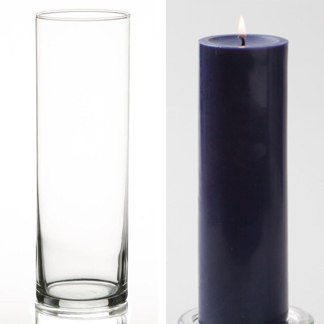 Richland Pillar Candle 9" & Eastland Cylinder Holder 10.5 inch Set of 12 (Choose your Color) - view 7