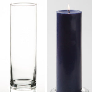 7 of 15: Richland Pillar Candle 9" & Eastland Cylinder Holder 10.5 inch Set of 12 (Choose your Color