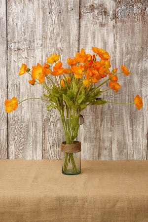 5 of 5: 12 orange poppy flowers silk flowers