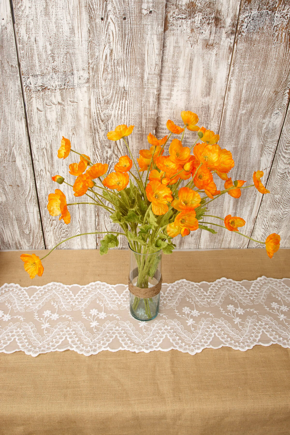 12 Orange Poppy Flowers Silk Flowers - view 3