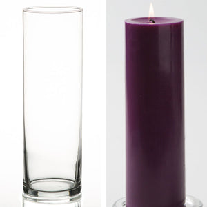 5 of 15: Richland Pillar Candle 9" & Eastland Cylinder Holder 10.5 inch Set of 12 (Choose your Color