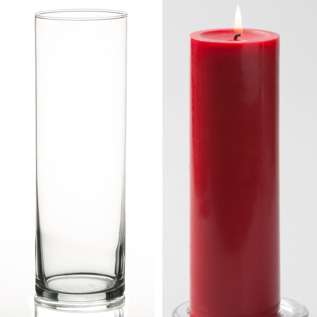 Richland Pillar Candle 9" & Eastland Cylinder Holder 10.5 inch Set of 12 (Choose your Color) - view 12